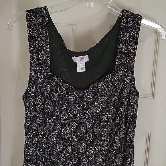 ANN TAYLOR Loft Floral Black and White Dress-- Size 10 - Picture 1 of 5